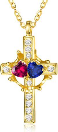 wholesale  Sterling Silver Birthstones Gold Cross Necklace for Women -07-09-Jul-Sept-07-09-Jul-Sept