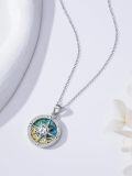 wholesale 925 Sterling Silver Compass Rose Pendant Necklace w/ Abalone Shell & Cubic Zirconia Elements for Women Men s-0-2