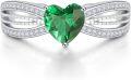 wholesale Sterling Silver CZ Heart Rings Adjustable Birthstone Jewelry Gift for Women Mom-0-0