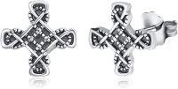 wholesale 925 Sterling Silver Norse Celtic Cross Stud Earrings for Men & Women - Viking  Set-Small Cross