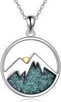 wholesale 925 Sterling Silver Turquoise and Sodalite Yin Yang Mountain Pendant Necklace-0-0