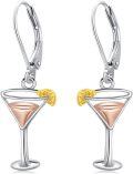 wholesale 925 Sterling Silver Cocktail Glass with Lemon Slice Dangle Earrings - Wine  for Women-0-0