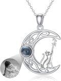 wholesale 925 Sterling Silver Moon & Cat Pendant Necklace for Women Girls - Gifts for Cat Lovers-0-1