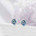 wholesale 925 Sterling Silver Celtic Knot Turquoise Drop Leverback Earrings for Women-0-2