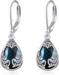 wholesale 925 Sterling Silver Labradorite Teardrop Celtic Filigree Leverback Earrings-0-0