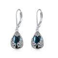 wholesale 925 Sterling Silver Labradorite Teardrop Celtic Filigree Leverback Earrings-0-0