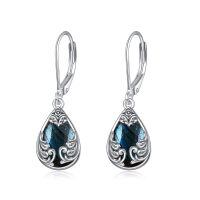 wholesale 925 Sterling Silver Labradorite Teardrop Celtic Filigree Leverback Earrings-Labradorite