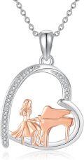 wholesale 925 Sterling Silver & Crystal Piano Necklace - Musical Gift for Women, Piano Players, Music Lovers (21x23mm)-0-0