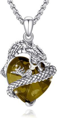 wholesale 925 Sterling Silver Birthstone Dragon Pendant Necklace for Women-November - Dragon Necklace