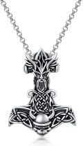 wholesale 925 Sterling Silver Viking Mjolnir Hammer Pendant Necklace with Skull Design and Celtic Knotwork Elements-0-0