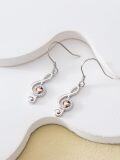 wholesale 925 Sterling Silver Treble Clef Heart Dangle Earrings Musical Notes  for Her-0-3