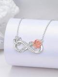 wholesale 925 Sterling Silver Infinity Rose Pendant Necklace with White and Yellow Gold Plating-0-3