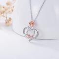wholesale 925 Sterling Silver I Love You Mom Necklace with Rose Flower and Heart Pendant for Women-0-3
