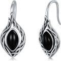 wholesale 925 Sterling Silver Black Onyx & Red Agate Celtic Knot Teardrop Dangle Earrings-0-0