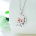 wholesale 925 Sterling Silver Corgi Moon Pendant Necklace, Hypoallergenic, Tarnish-Resistant, 20mm Cute Pet Jewelry for Christmas Gifts-0-1