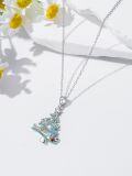 wholesale 925 Sterling Silver Christmas Tree with Colorful Stones and Star Pendant Necklace-0-3
