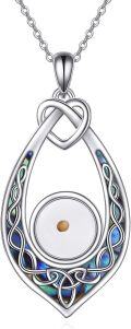 wholesale 925 Sterling Silver Teardrop Abalone Shell & Mustard Seed Celtic Knot Necklace for Women-0-0