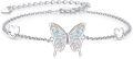 wholesale 925 Sterling Silver White Opal Butterfly Heart Charm Adjustable Bracelet for Women-0-0