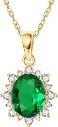 wholesale 14K Solid Gold Simulated Emerald Sapphire Ruby Opal Amethyst Blue Topaz Olivine Dainty Pendant Necklace Moissanite Jewelry Gifts-0-1