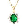 wholesale 14k Red Oval Gemstone Pendant Necklace With Lab Diamond Halo-0-1