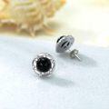 wholesale 925 Sterling Silver Black Onyx & Cubic Zirconia Twist Design Stud Earrings for Women Gift Boxed-0-1