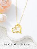 TOUPOP 14K Gold Heart I Love You Mom Pendant Necklace For Women-0-5