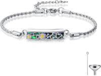 wholesale Sterling Silver Abalone Shell Urn Bracelet for Ashes Women Men Pet Memorial-Sunflower-Sunflower-Customized