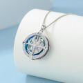 wholesale 925 Sterling Silver Blue Crystal Phoenix Compass Pendant Necklace for Women's s-0-4