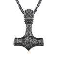 wholesale Copper Viking Thor Hammer Mjolnir Pendant Necklace With Vegvisir Valknut Design-0-0
