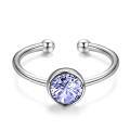 wholesale 925 Sterling Silver C Shaped Ring With Clear Round Crystal-0-2