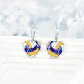 wholesale 925 Sterling Silver Volleyball Heart-Shaped Sports Themed Leverback Earrings - Gifts for Women-0-2