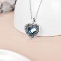wholesale 925 Sterling Silver Blue Crystal Heart Locket Necklace - 19x20mm Photo Pendant with 18-20 Rolo Chain, Hypoallergenic Lead-Free Gift for Her-0-1