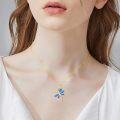 wholesale 14K Gold Blue Fire Opal Heart-Shaped Dragonfly Pendant Necklace for Women-0-1