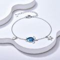 wholesale 925 Sterling Silver Blue Opal Sea Turtle Starfish Shell Charm Bracelet for Women-0-3