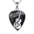 wholesale 925 Sterling Silver Heart-Shaped Music Note & Treble Clef Guitar Pick Necklace for Women and Girls-0-0