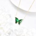wholesale 14K Gold Butterfly Green Crystal Pendant Necklace 18 Chain s for Her-0-3