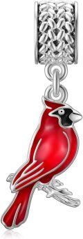 wholesale 925 Sterling Silver Red Bird Pendant Necklace with Enamel and Rhinestones for Women Girls  48cm Chain Length-0-0
