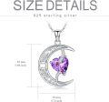 wholesale TOUPOP Moon And Star Birthstone Necklace For Women 925 Sterling Silver Celtic Moon Jewelry Birthday Christmas Gifts For Her Girlfriend -0-5