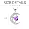 TOUPOP Sterling Silver Amethyst Moon Star Pendant Necklace-0-5