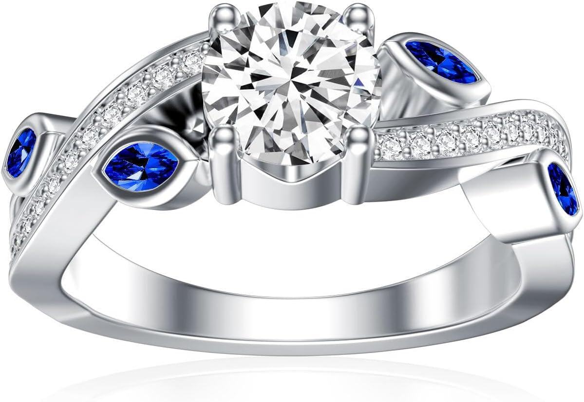  14K Gold Moissanite 1ct Round Cut Women s Wedding Engagement Promise Rings -Ring F Size 9