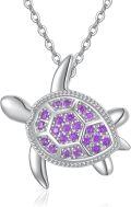 wholesale S925 Sterling Silver 12-Month Birthstone Turtle Necklace with Adjustable Chain for Women, Gift for Sister Mom Friend Valentine Mother's Day-0-0