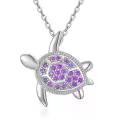 wholesale S925 Sterling Silver 12-Month Birthstone Turtle Necklaces Wholesale with Adjustable Chain for Women, Gift for Sister Mom Friend Valentine Mother's Day-0-0