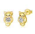 wholesale 925 Sterling Silver Cat Shape Cubic Zirconia Stud Hoops for Girls and Women-0-0