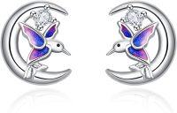 wholesale 925 Sterling Silver Hypoallergenic Dog on the Moon Stud Earrings for Women-Hummingbird