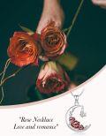 wholesale 925 Sterling Silver Crescent Moon Red Enamel Roses Butterfly Charm Pendant Necklace-0-2