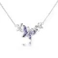 TOUPOP Sterling Silver Butterfly Choker Necklace with Birthstone Pendant-0-0