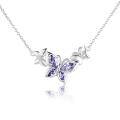 TOUPOP Sterling Silver Butterfly Choker Necklace with Birthstone Pendant-0-0
