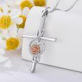 wholesale 925 Sterling Silver Heart Rose Cross Pendant Necklace for Women Girls Gifts-0-2