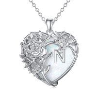 TOUPOP Sterling Silver & Stone Initial Letter Pendant Necklace-undefined