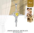 wholesale TOUPOP Cross Infinity Necklaces For Women White Gold S925 Sterling Silver Citrine November Birthstone Pendant Necklace Christian Religious Faith Cross Birthday Jewelry For Girlfriend Wife Daughter -0-4